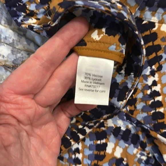 Nine West High Waist Geometric Women's Shorts - Blue, Brown, White - Picture 3 of 5